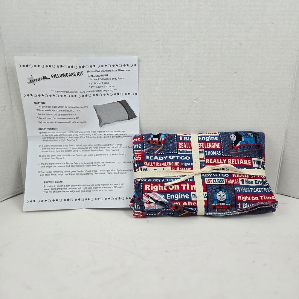 Thomas the Tank Engine Standard Pillowcase Kit VIP Cranston Blue DIY Sewing NOS